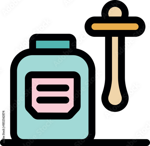 Cosmetic cream jar and spatula representing beauty products for skincare