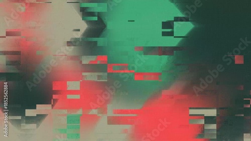 Wallpaper Mural Glitch art pattern in teal, red, and green. Abstract digital design great for backgrounds, print materials, and web graphics Torontodigital.ca