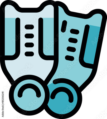 Cartoon style diving fins symbolize underwater exploration, promising thrilling aquatic adventures and discoveries