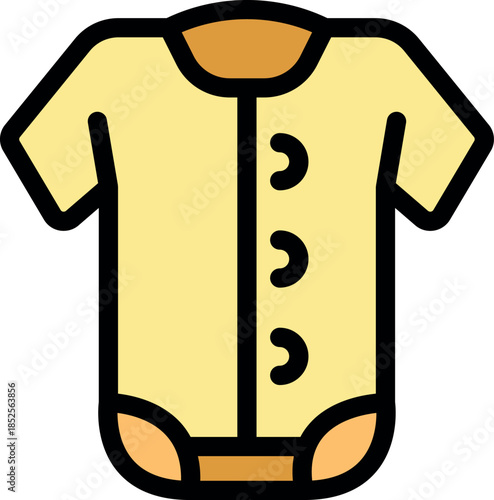 Yellow baby clothes infant bodysuit fashion clothing apparel garment wear representing newborn child care, motherhood, parenting, and childhood