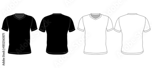 V Neck T.Shirt Mockup Template Vector
