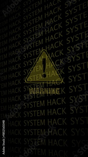 System hacked alert with digital binary code background. Cyber Security Concepts Animated 