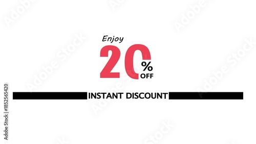 20% off instant discount and bonus animation. Promotion Badges for Sale Banners and white background. Sale discount 20% percent logo animation.