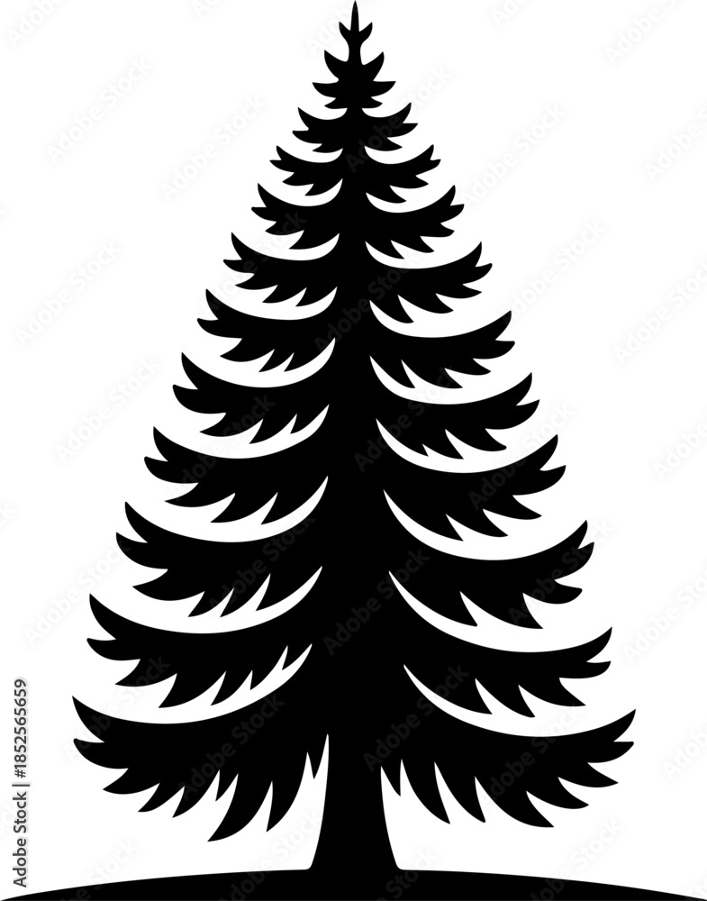 Obraz premium Douglas Fir tree silhouette vector illustration