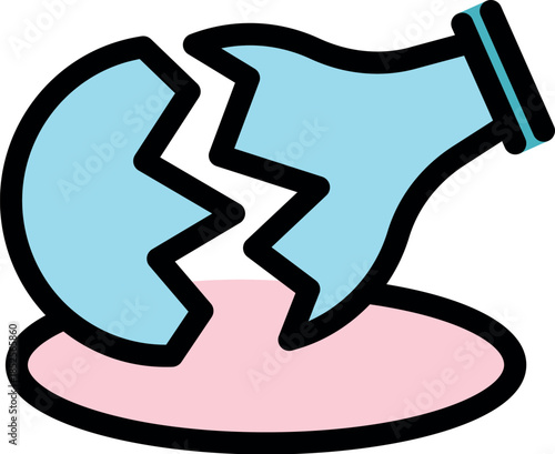 Broken light bulb falling on a pink surface creating dangerous shards, representing danger and fragility