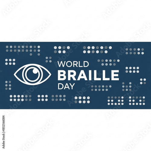 World Braille Day: A poignant graphic, paying tribute to World Braille Day with its use of the braille system. The composition showcases a stylized eye symbol alongside the event's name.