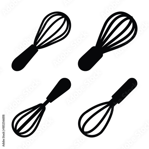 Kitchen whisks set for baking and cooking food preparation