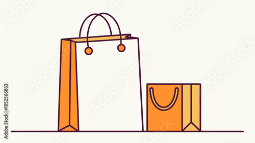 Blank paper shopping bag vector illustration for retail store gift package and empty sale container design icon