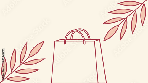 Vector illustration of a shopping bag with leaves