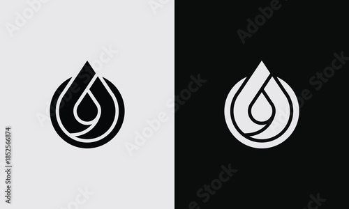 Modern Minimalist Droplet Liquid Circle Emblem Design