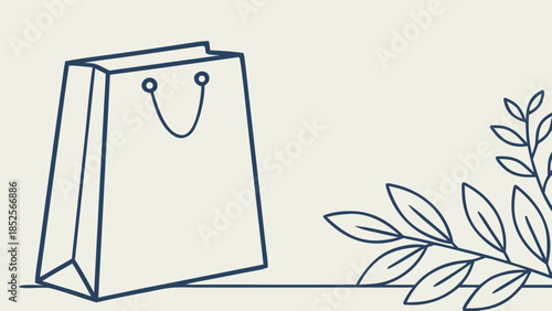 Vector illustration of a shopping bag with leaves