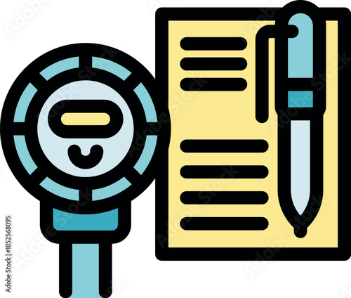 Parking meter with a pen and paper illustrating parking payment process