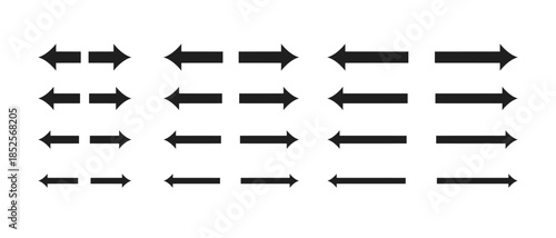  Black arrows pointing towards each other icon set