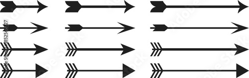  A set of black arrow icons and design elements pointing right