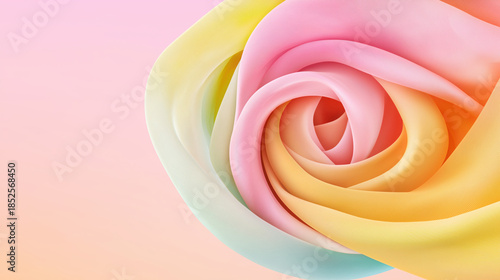 Pastel rose abstract flower colorful swirl gradient background soft texture pink petal yellow petal blue petal orange petal romantic mood pastel rose abstract flower colorful swirl gradient