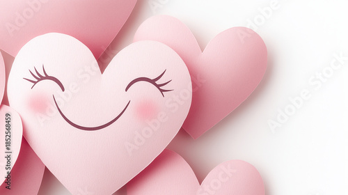Cute heart love pink heart smiling heart kawaii face romantic background valentine greeting pastel color happy emotion adorable design sweet illustration Cute heart love pink heart smiling heart