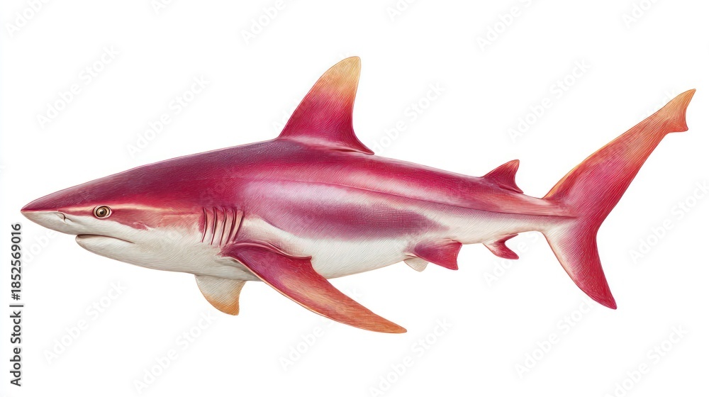 Fototapeta premium Vibrant shark illustration on a clean white background suitable for various uses