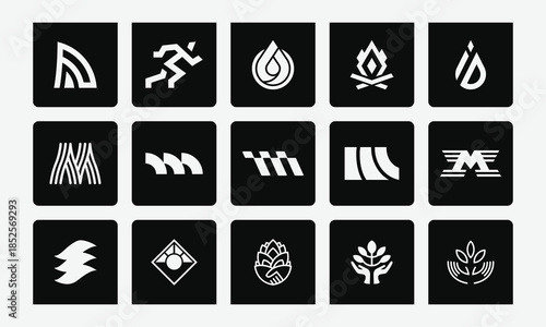 Minimalist Black and White Logo Icon Collection