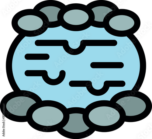 Geothermal water source surrounded by stones emitting steam, perfect for a spa and wellness center