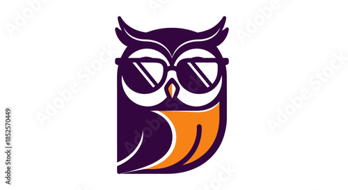 Stylized owl wearing sunglasses illustration on a white background design