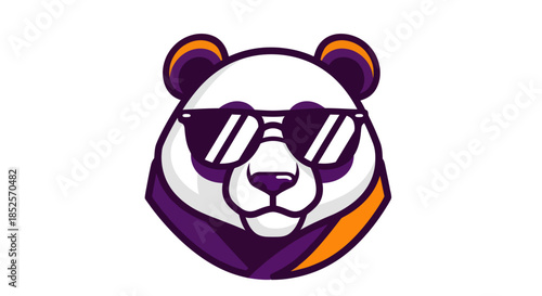 Stylized panda head with sunglasses vector illustration on white background