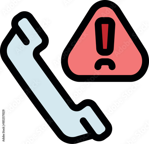 Phone call warning showing caution or important notification, scam or spam concept