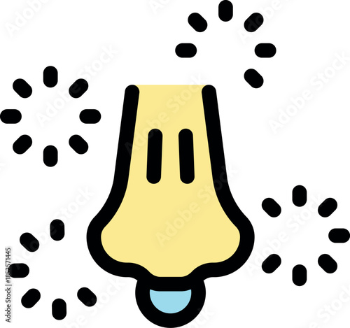 Runny nose with snot and germs surrounding it, representing symptoms of cold, flu or allergies
