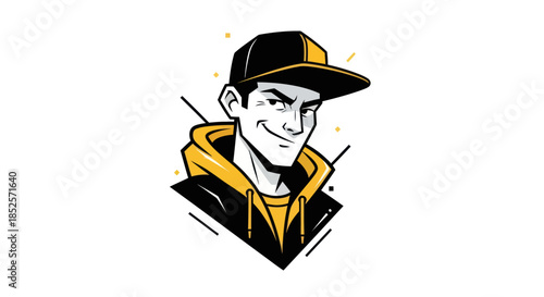 Stylized portrait of a person in modern attire on white background