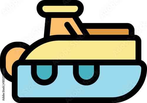 Pedal boat floating on water, perfect icon for summer vacation and rental business