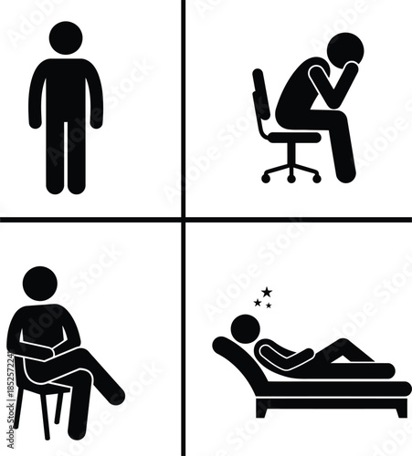 Depicting stages of mental health: from standing tall to therapy couch