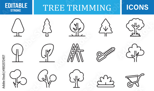 Gardening and arborist editable line icons