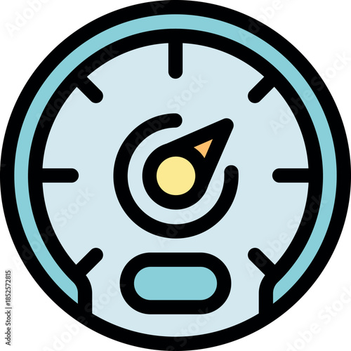 Simple icon of a speedometer indicating speed, progress, performance, and measurement with a minimalist design