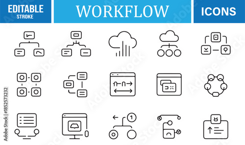 Minimal workflow process icons for UI and UX design
