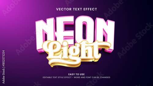 neon light editable text effect 3d vector 