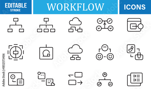 Corporate workflow and operations outline icon pack