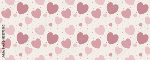 Cute heart print featuring randomly placed love shapes on gentle pink backdrop. Ideal for Valentine greeting cards, romantic wrapping paper, or sweet girl's decor.
