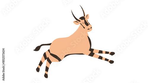 Majestic antelope leaping gracefully in a dynamic pose against a clean white background.