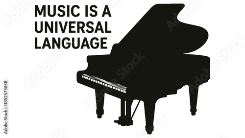 Elegant grand piano silhouette symbolizing the universal language of music.