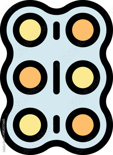 Blister pack showing six round pills, symbolizing medication and healthcare treatment