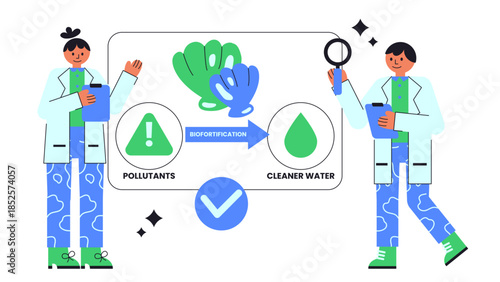 Flat vector illustration of bivalves used as biosensors for water quality monitoring