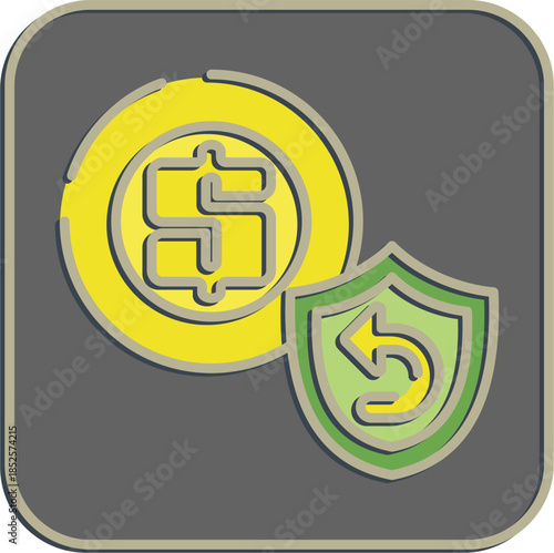 Icon cashback guarantee. Black Friday Sale elements. Icon in embossed style.