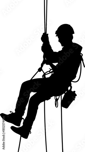 Rope access technician working at height