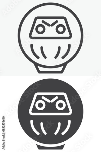 Daruma doll line and solid different style vector icon set