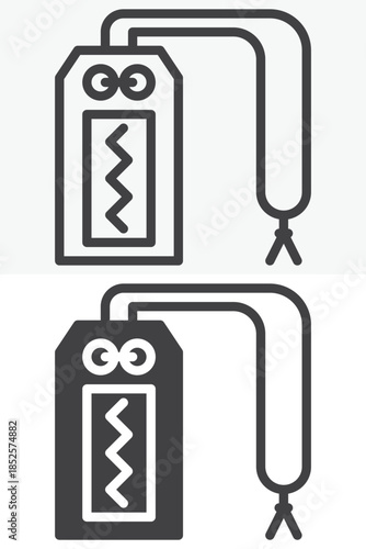 Omamori amulet line and solid different style vector icon set