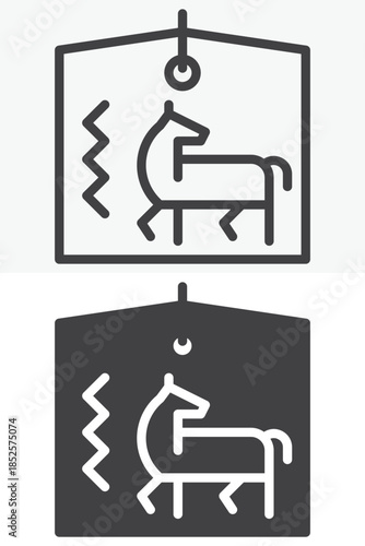 Ema prayer plaque line and solid different style vector icon set