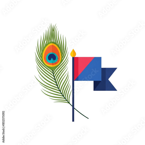 Peacock Feather Flag White Studio