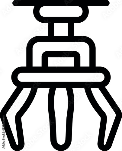 Industrial claw manipulator grabbing an element, automation and robotics concept