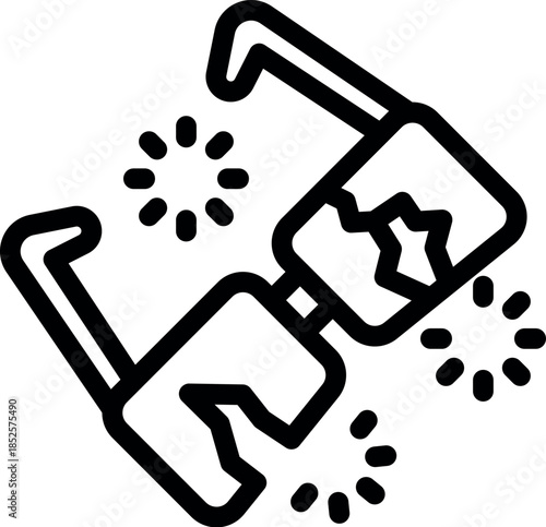 Augmented reality glasses falling apart with cracks and stars, representing a malfunctioning or damaged ar experience