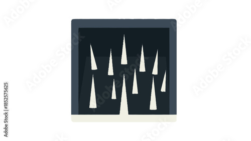 Backgammon board game with white and black triangles.