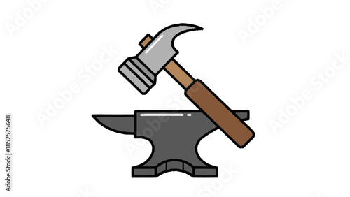 Classic Hammer and Anvil Tools for Blacksmithing and Craftsmanship.